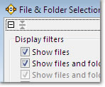 File and Folder Selection Window: click to enlarge