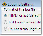 Logging Settings Window Expanded Options: click to enlarge