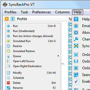 SyncBackPro Main Window: click to enlarge