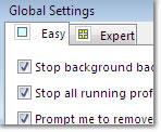 Global Easy Settings window: click to enlarge
