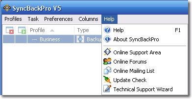 Help menu