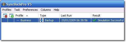 SyncBackPro main window: click to enlarge