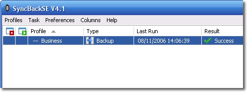 SyncBackSE main window: click to enlarge