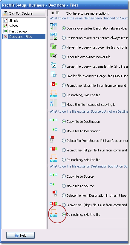 Profile Setup Advanced Tab screenshot