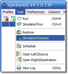 Simulated Restore right click menu screenshot