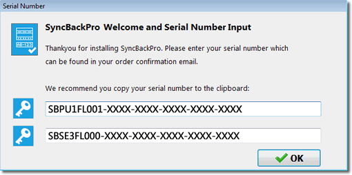 The SyncBackSE and SyncBackPro serial numbers for those upgrading from SyncBackSE