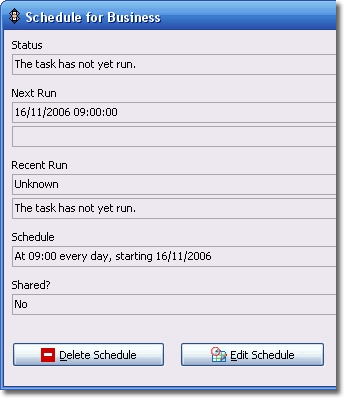 Scheduling screenshot