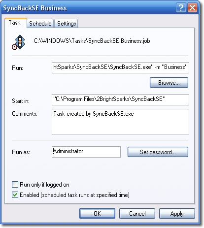 Scheduling screenshot