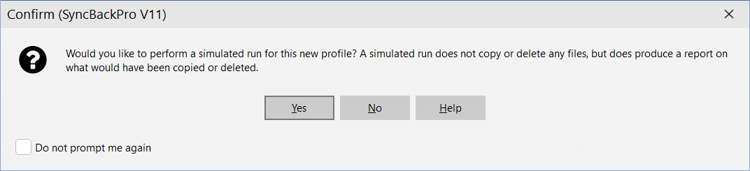 Simulated run prompt
