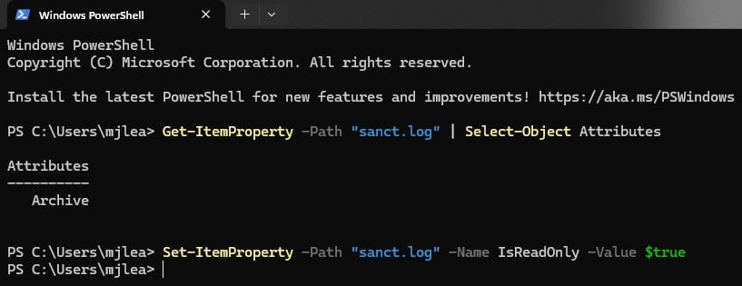 Using PowerShell to get and set file attributes
