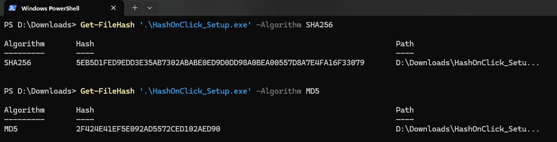 Hashing using PowerShell