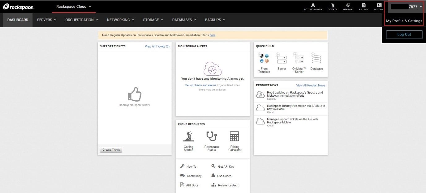 Rackspace Control Panel