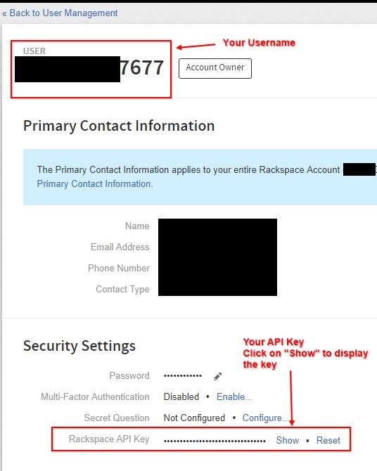 Rackspace Cloud Dashboard