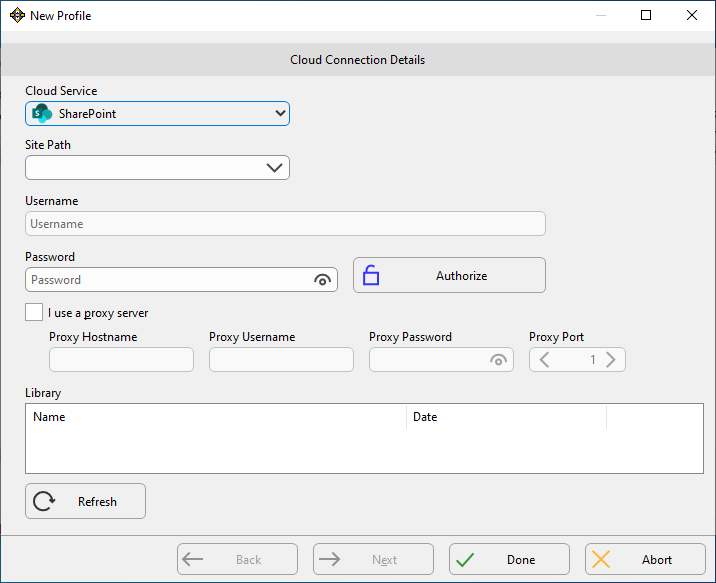 Cloud Connection Details